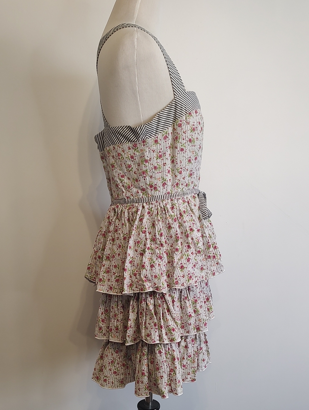 Floral Tiered Sundress with Black Stripe Trim - Picture 5 of 8